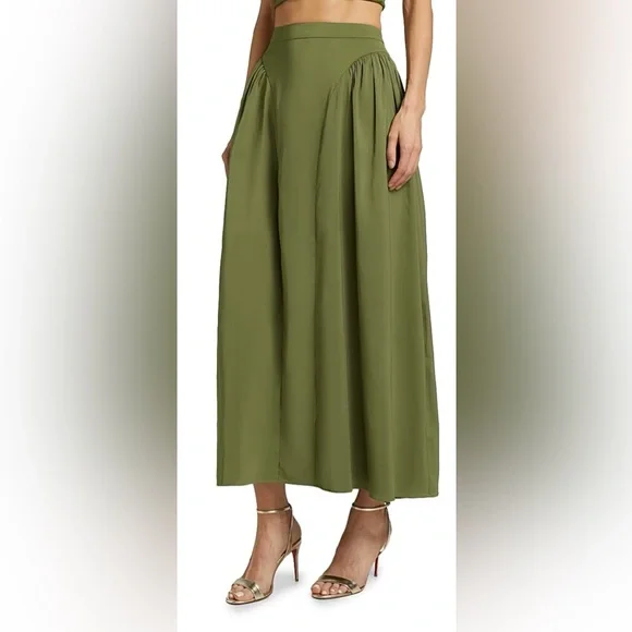 Seraphine Satin Maxi Skirt & Top - MossAZEEZA